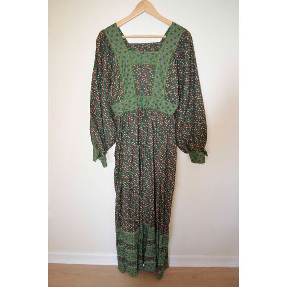 Victor Costa 70s Cotton Bohemian Floral Maxi Dress - Picture 7 of 8